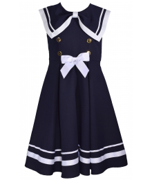 Bonnie Jean Navy Wing Collar Nautical Dress 